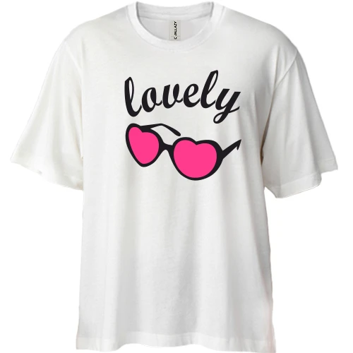 Футболка двунитка Oversize с розовыми очками Lovely