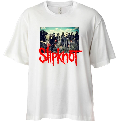 Футболка двунитка Oversize, Белый, Slipknot (4)
