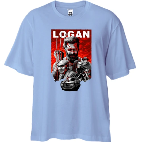 Футболка двонитка Oversize, Білий, з постером фільму Логан (Logan)