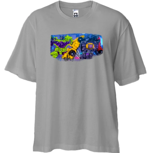 Футболка двонитка Oversize, Білий, з Трансформерами