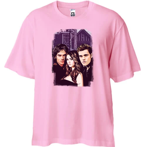 Футболка двунитка Oversize, Розовый, Vampire Diaries (постер)