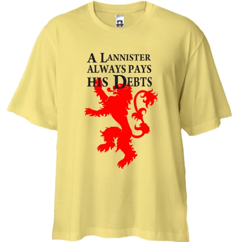 Футболка двунитка Oversize, Желтый, a lannister always pays his debts