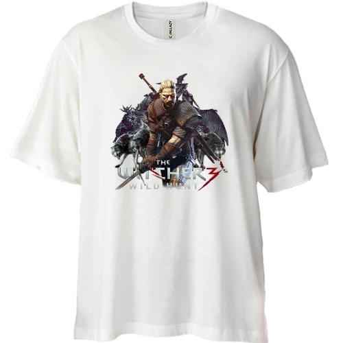 Футболка двунитка Oversize, Белый, The Witcher 3 (wild hunt 2)