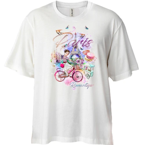 Футболка двонитка Oversize, Білий, Paris Romantique