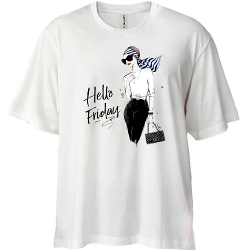 Футболка двунитка Oversize, Синий, Hallo Friday