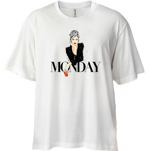 Футболка двунитка Oversize, Синий, Monday