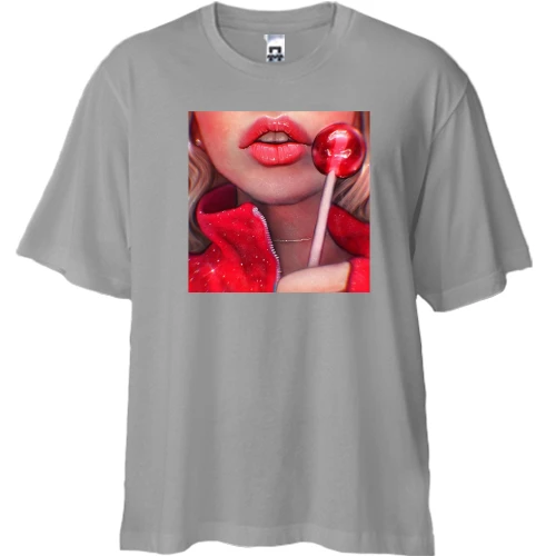 Футболка двунитка Oversize Девушка с Chupa Chups