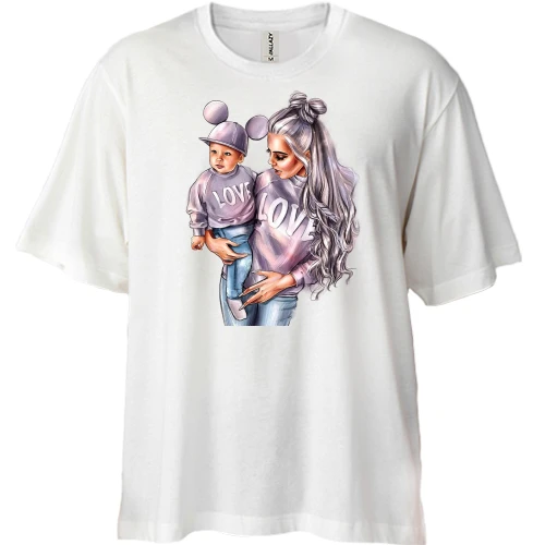Футболка двунитка Oversize Мама с дочкой