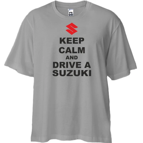 Футболка двунитка Oversize, Серый, Keep calm and drive a SUZUKI