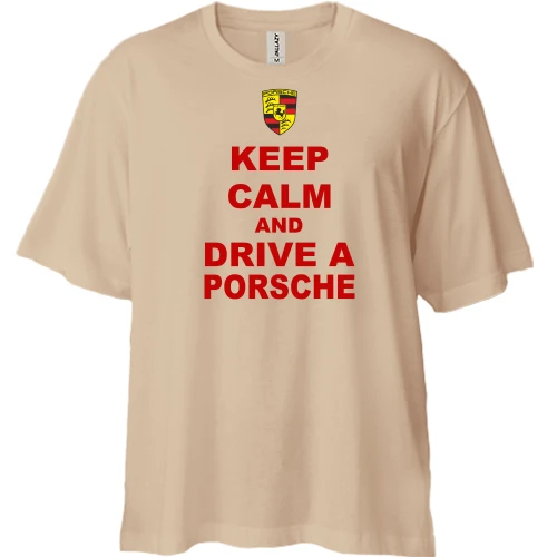 Футболка двунитка Oversize Keep calm and drive a Porsche