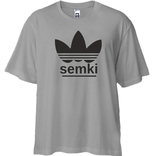Футболка двунитка Oversize, Серый, с надписью "Semki"