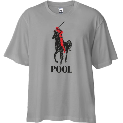 Футболка двунитка Oversize, Белый, с надписью "Pool" Дэдпул