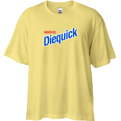 Футболка двонитка Oversize, Жовтий, з написом "Diequik" в стилі Несквик