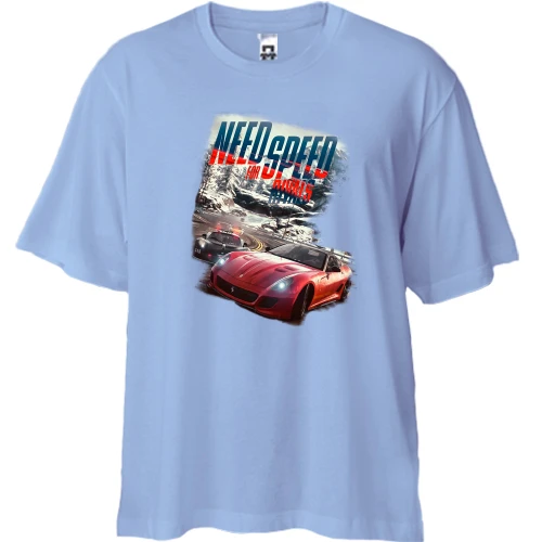 Футболка двонитка Oversize, Синій, з Need for Speed Rivals