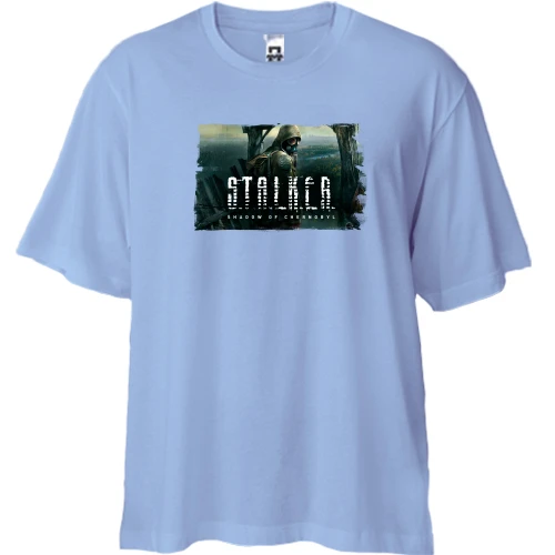 Футболка двунитка Oversize, Синий, STALKER - Тень Чернобыля