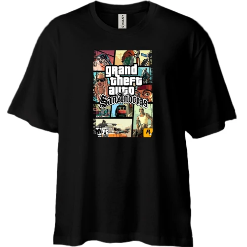Футболка двонитка Oversize, Чорний, GTA - San Andreas