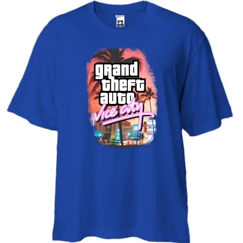 Футболка двунитка Oversize, Синий, GTA - Vice city