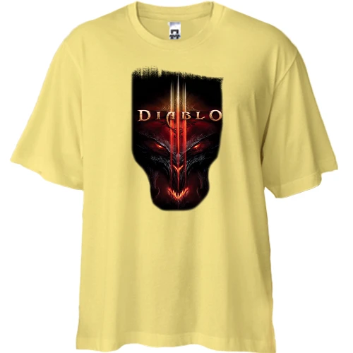 Футболка двунитка Oversize, Желтый, с Diablo