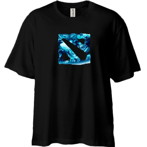 Футболка двунитка Oversize с ледяным логотипом Dota 2