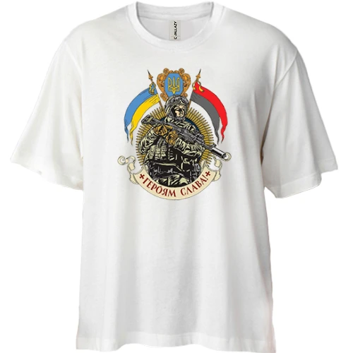 Футболка двонитка Oversize, Білий, Героям Слава!