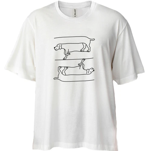 Футболка двунитка Oversize, Белый, Оптическая иллюзия - собака