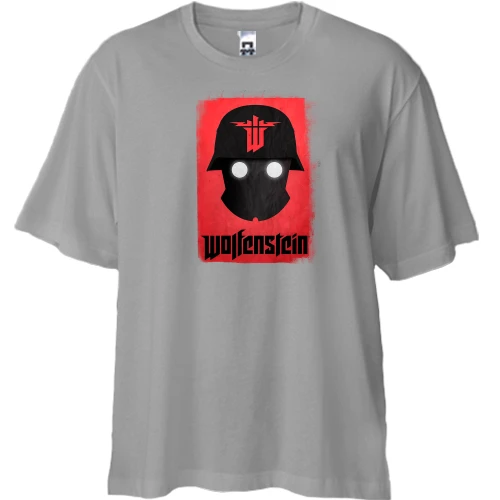 Футболка двунитка Oversize, Серый, с солдатом из Wolfenstein