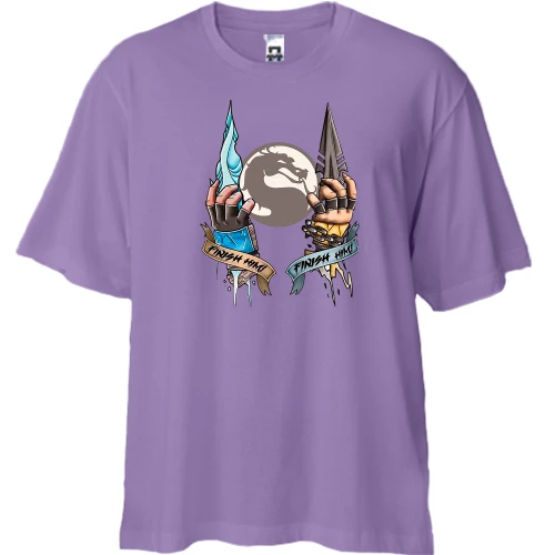 Футболка двунитка Oversize, Лавандовый, с клинками из Mortal Kombat