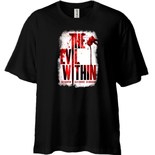 Футболка двунитка Oversize, Черный, с артом The Evil Within