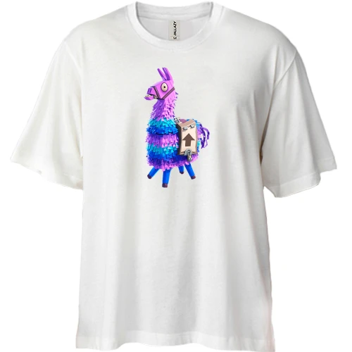 Футболка двунитка Oversize, Синий, с ламой из Fortnite