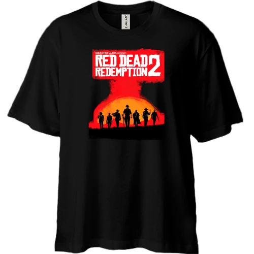 Футболка двунитка Oversize, Черный, с постером к Red Dead Redemption 2