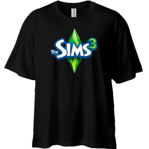 Футболка двунитка Oversize, Черный, с логотипом Sims 3