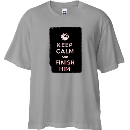 Футболка двунитка Oversize, Черный, с надписью "Keep calm and finish him" Mortal Kombat