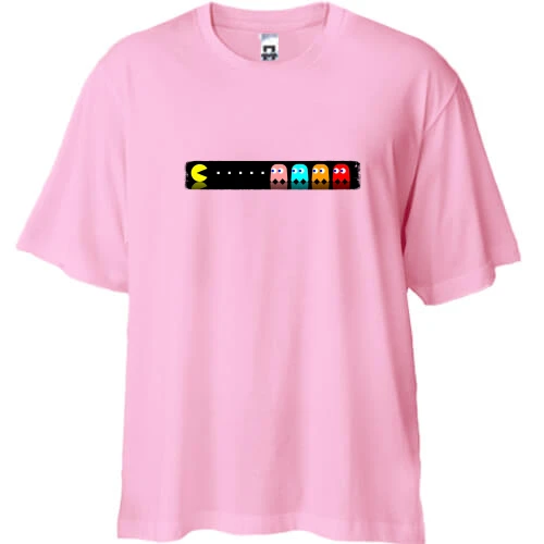 Футболка двонитка Oversize, Рожевий, з Pac man