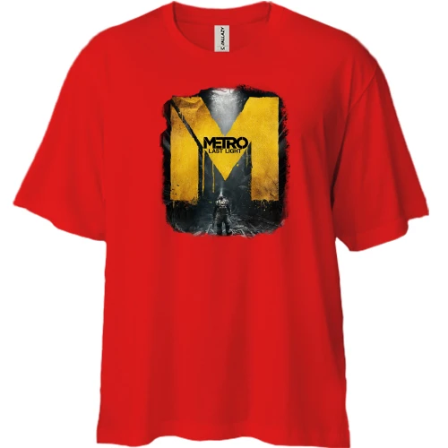 Футболка двунитка Oversize, Красный, с постером игры Metro - Last Light