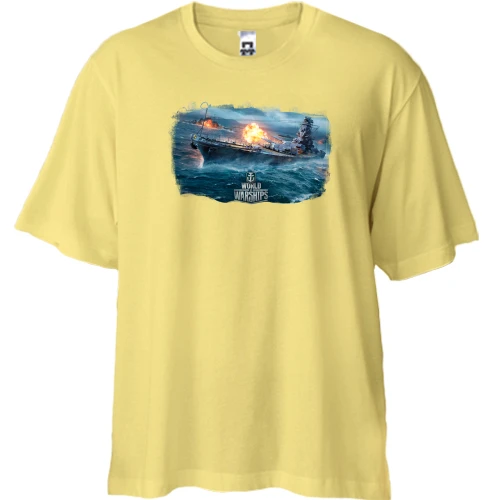 Футболка двунитка Oversize, Желтый, с артом к игре World of Warships