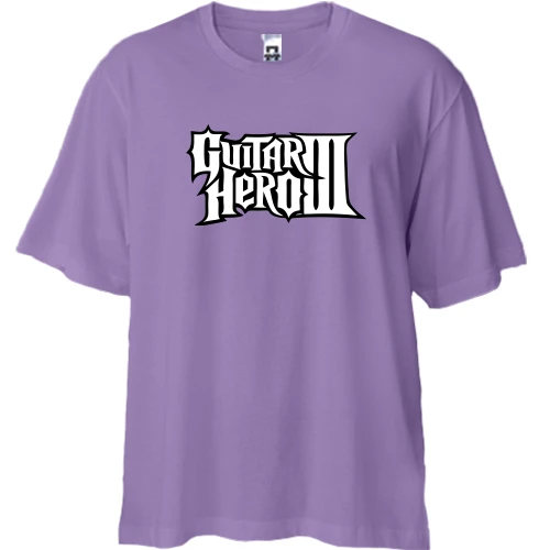 Футболка двунитка Oversize, Лавандовый, с логотипом Guitar Hero 3