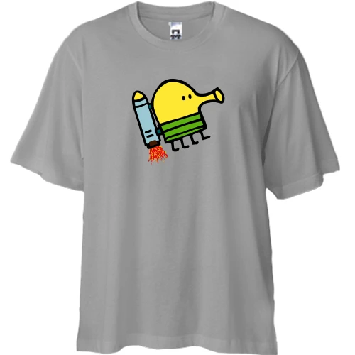 Футболка двунитка Oversize, Синий, с Doodle Jump