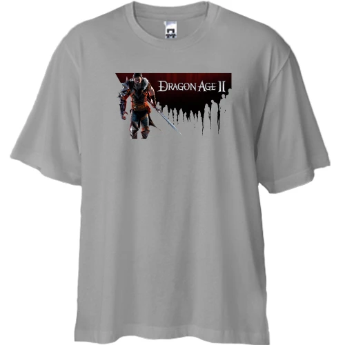 Футболка двунитка Oversize, Синий, с постером к Dragon Age 2
