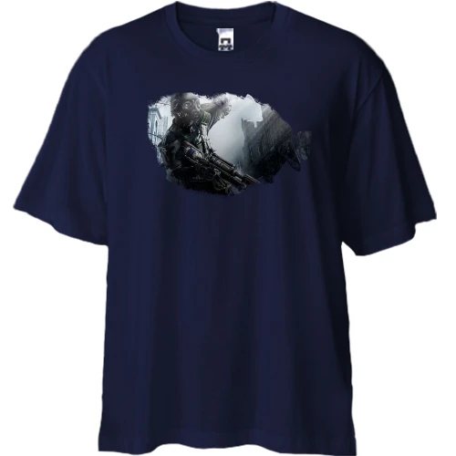 Футболка двунитка Oversize, Синий, с Артемом из Metro 2033