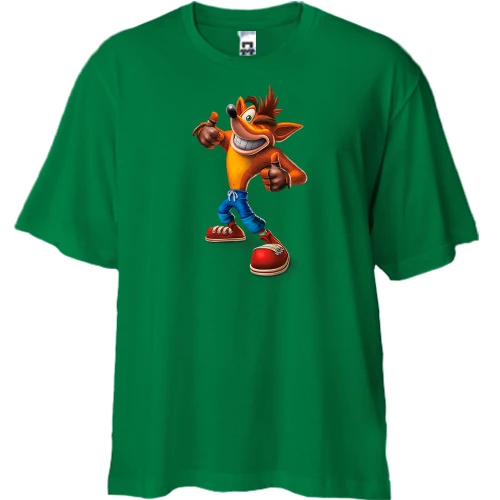 Футболка двонитка Oversize, Червоний, з Crash Bandicoot