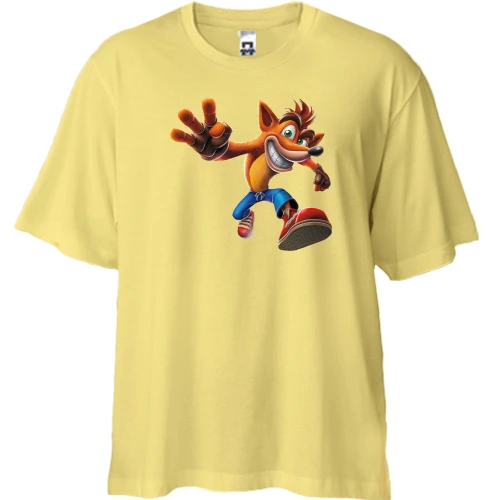 Футболка двонитка Oversize, Жовтий, з Crash Bandicoot 2