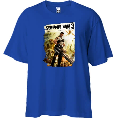 Футболка двунитка Oversize, Синий, с постером игры Serious Sam 3