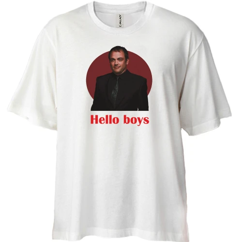 Футболка двунитка Oversize, Белый, с Кроули - hallo boys