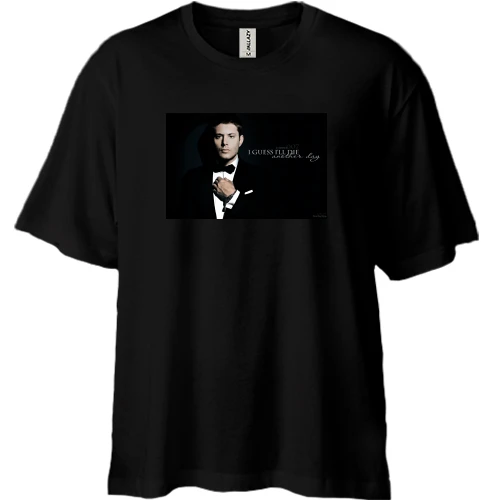 Футболка двонитка Oversize, Чорний, Dean 007