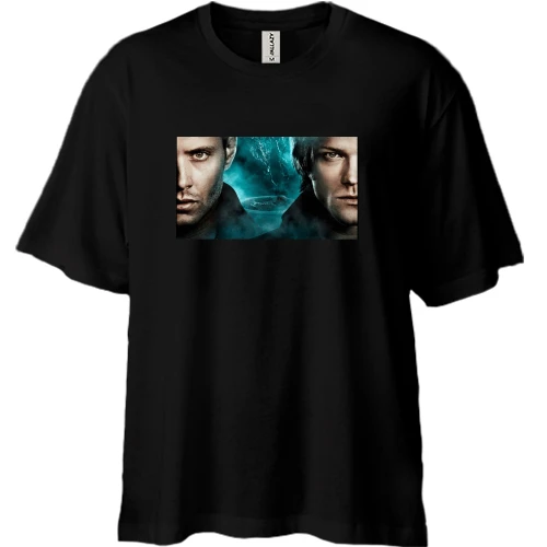 Футболка двонитка Oversize, Чорний, Supernatural Bros