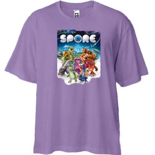 Футболка двонитка Oversize, Лавандовий, з постером гри SPORE
