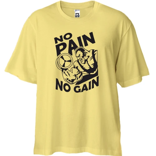 Футболка двунитка Oversize с бодибилдером «No pain no gain»