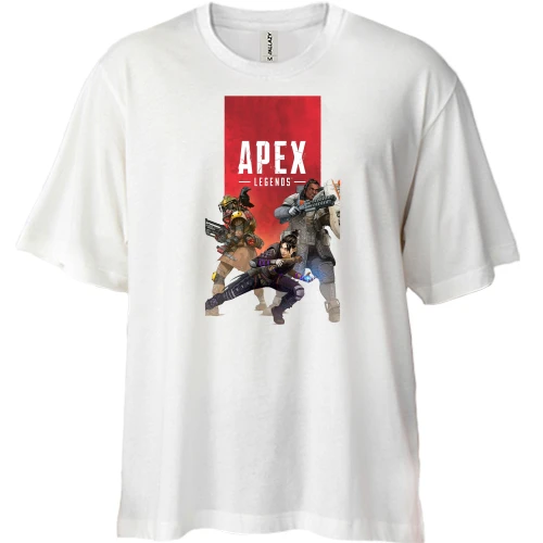 Футболка двонитка Oversize, Білий, з постером гри Apex - legends