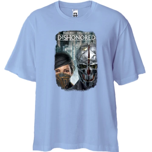 Футболка двонитка Oversize, Синій, з постером гри Dishonored