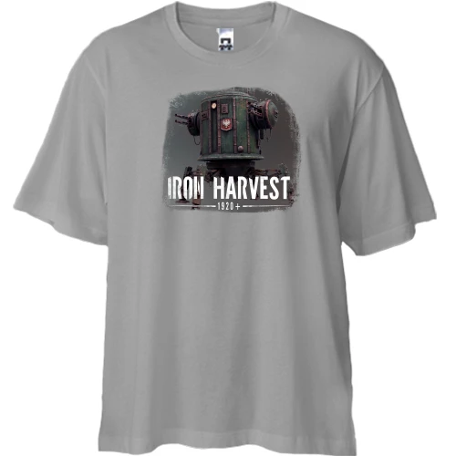 Футболка двунитка Oversize, Серый, с постером к игре Iron Harvest